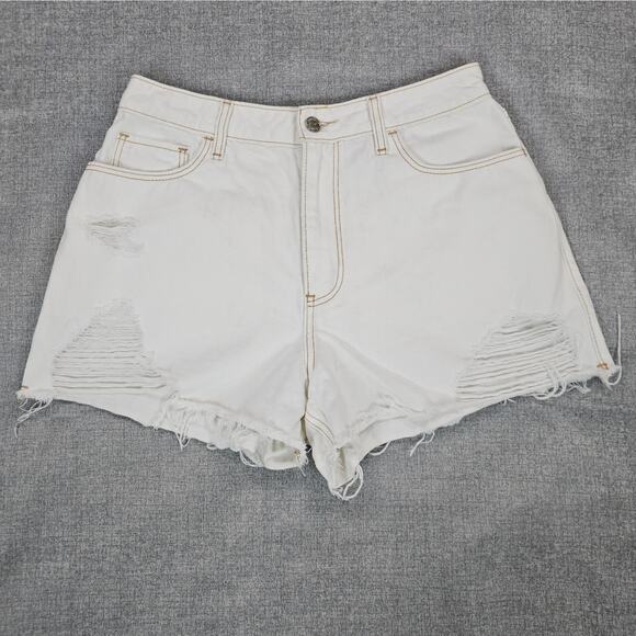 Hollister Pants - Hollister Jean Shorts Womens Size 29 White Casual Denim High Rise Ripped Frayed